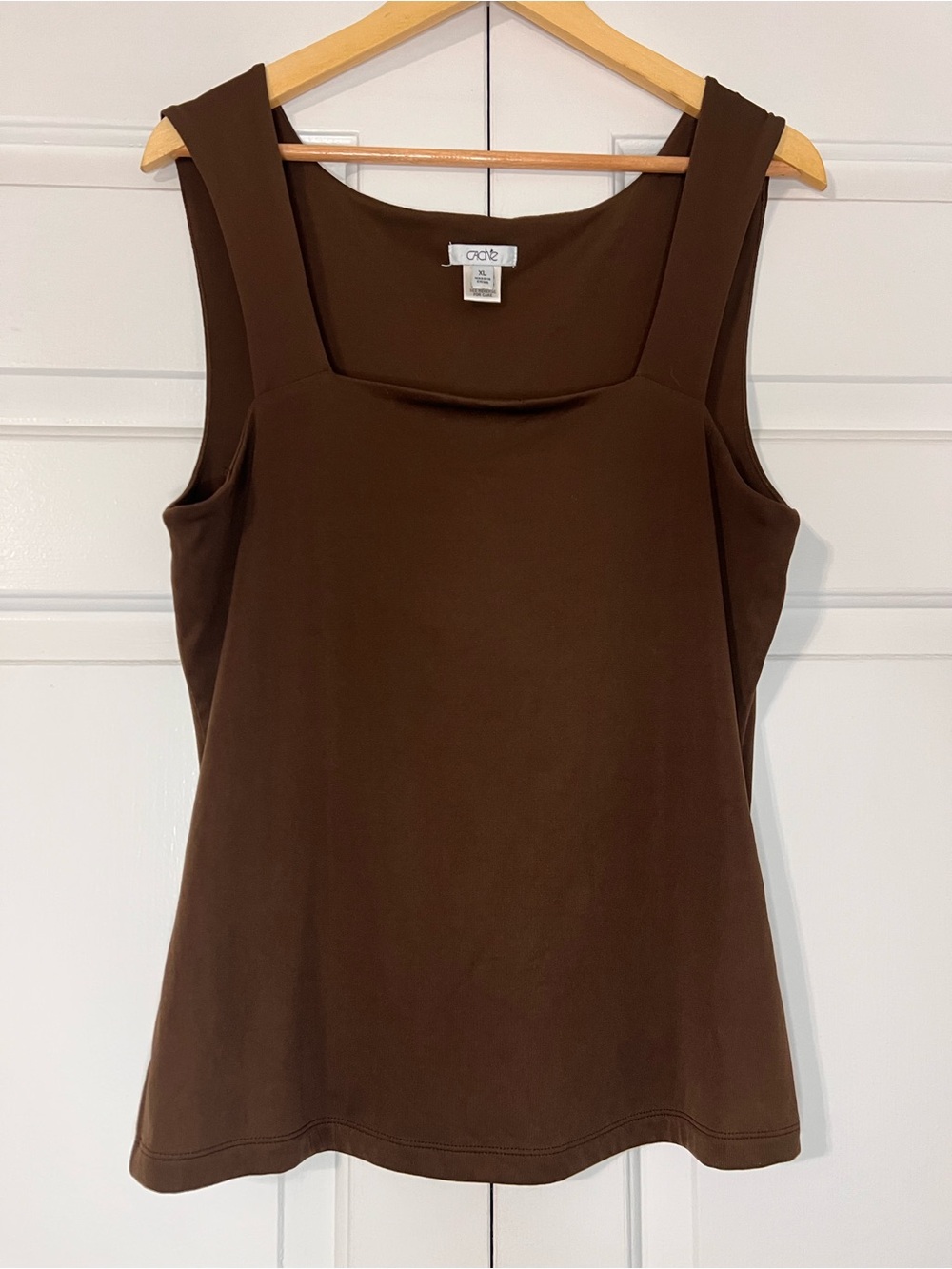 Cache Chocolate Brown Ribbed Sleeveless Tank Top XL Nylon Spandex